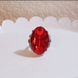Large Red Faceted Acrylic Jeweled ring in size 6